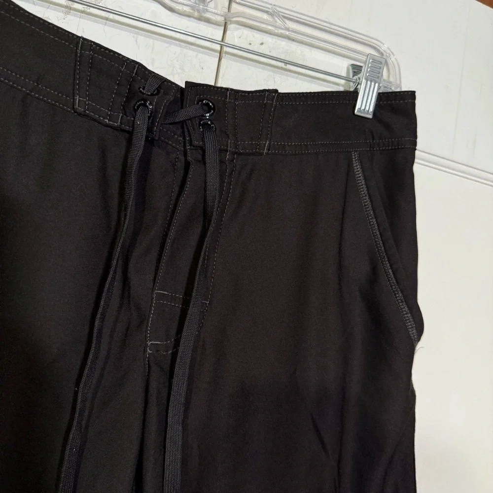 Prana Stretch Drawstring Board Shorts Bathing Suit Black Drawstring Size 30